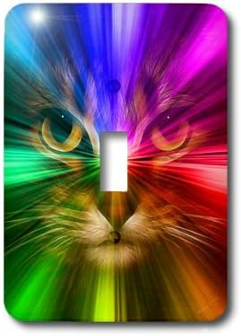 3dRose lsp_18499_1 Domestic Cat Surrounded by a Rainbow of Colors Toggle Switch