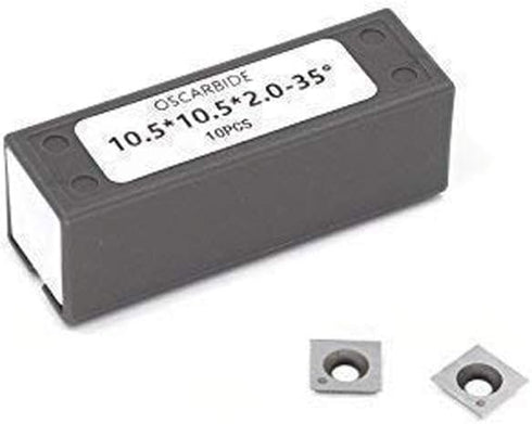 OSCARBIDE 10.5mm Square Carbide Inserts, 10.5x10.5x2.0mm, 35° Cutting Angle, Replacement Cutters for Spiral/Helical