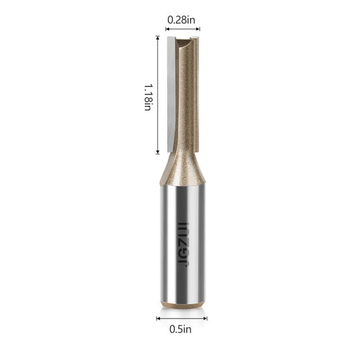 JGZUI Set 1/2" 0.28inch,Straight Router Bit for Woodworking, Shank,Slotted Diameter Flush Trim Bits, Professional
