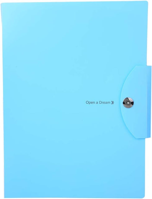 Expanding File Folders, Blue 5 Layer Document Folder, PVC Plastic Envelope with Magnetic Closure