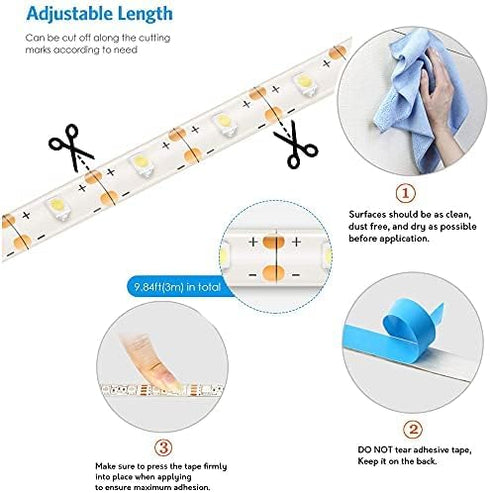 9.8ft 90 Dimmable, LED Strip Lights Battery Operated, LED Strip Lights with Remote Controller Timer Waterproof Flexible