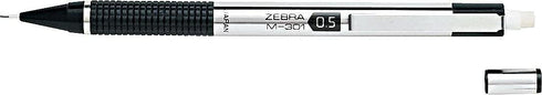 Zebra M-301 Stainless Steel Mechanical Pencil 0.5 mm Point Size, 6 Pack with 15 Bonus Eraser Refills