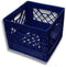 Intertrans 13x13x11 Blue Plastic Dairy Crate (4 Gallon/16 Quart, Stackable, Reinforced Handles, Heavy