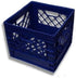 Intertrans 13x13x11 Blue Plastic Dairy Crate (4 Gallon/16 Quart, Stackable, Reinforced Handles, Heavy