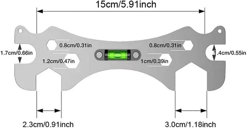 Faucet Wrench Spanner 9mm 12mm 14mm 17mm 23mm 30mm Screw Nut Openings with Level for Shower Repair Bathroom Hose Pipe Plumbing Installation Removal Tap Tool by RecDec