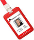 Vertical ID Card Badge Holder with Detachable Lanyard, Heavy Duty Hard Plastic Name Tag Holder (Red)