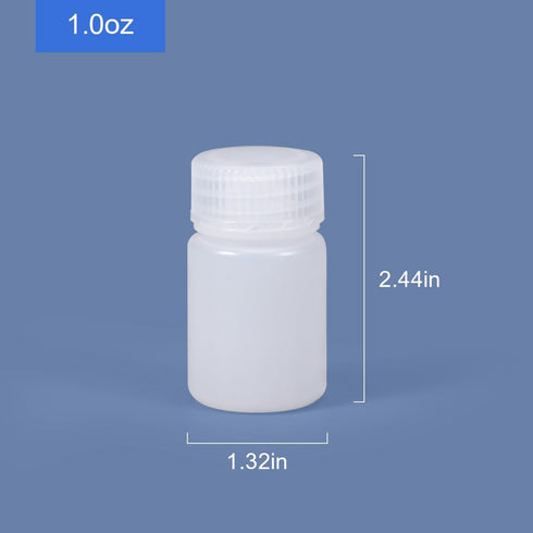 1 oz Wide Mouth Lab Reagent Bottle, Laboratory Grade Chemical Container, Sealed Leak-proof Translucent HDPE Bottle, Pill Bottle, Water Sample Bottle(5 Pcs) by UMETASS