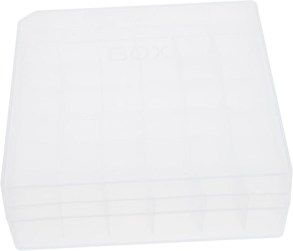 Mobestech Plastic Storage Box, 5.59X5.59X1.97 inches, Portable Sample Vial Case for Labs Storage