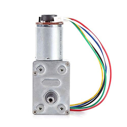 Worm Gear Motor DC 12V High Torque Gear Reduction Motor with Encoder, Strong Self Locking Electric Motor (30RPM)