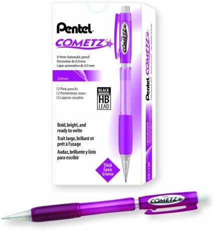 Pentel Cometz Automatic Pencil, 0.9mm, Pink Barrel, Box of 12 (AX119P) by Pentel