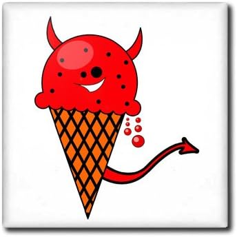 3dRose 12 Inch Cute Kawaii Devil Ice Cream Cone Ceramic Tile