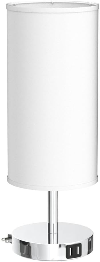 Yarra-Decor Bedside Lamp with USB Port, Touch Control 3 Way Dimmable Nightstand Lamp with Round White Shade