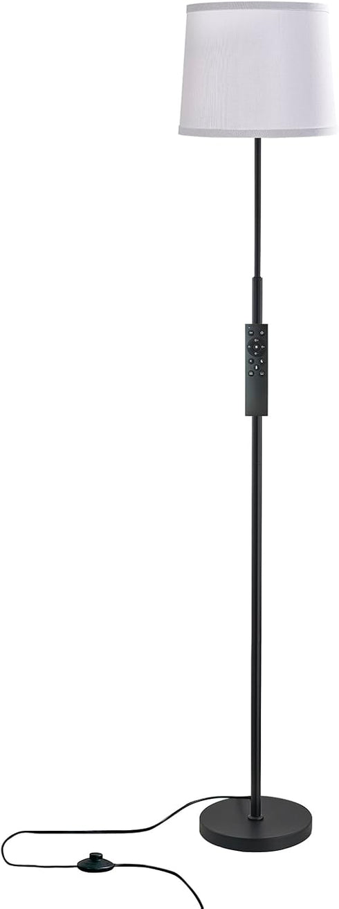 60" A19 9W 3000K-6000K 10%-100% Dimmable Bulb Modern Floor Lamp for Living Room Bedroom, Standing Lamp with White Linen