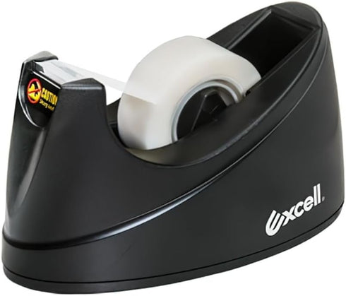 Excell EX-116BK OfficePlus Tape Dispenser, Black for 1 Inch Core 3/4" Wide Clear Tape Rolls
