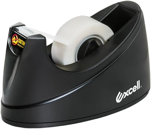 Excell EX-116BK OfficePlus Tape Dispenser, Black for 1 Inch Core 3/4" Wide Clear Tape Rolls