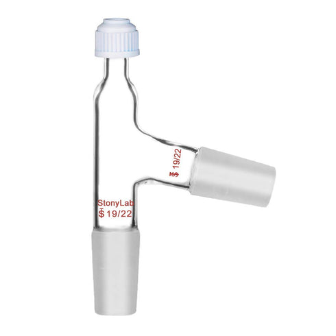 StonyLab 3 Way Distilling Thermometer Adapter with 19/22 Joints and Screw Cap