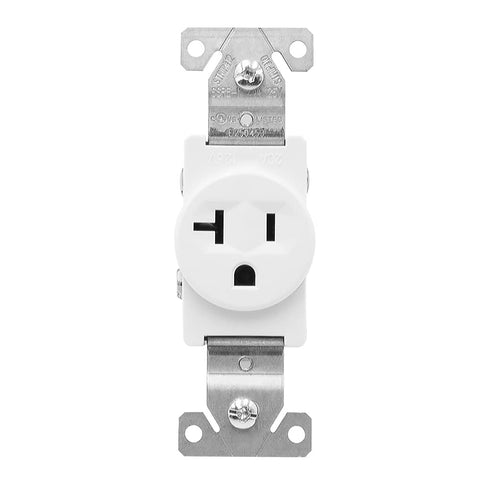 Maxxima 20A Single Receptacle Outlet - 2 Pack, 125 VAC Commercial Grade White Electrical Outlet