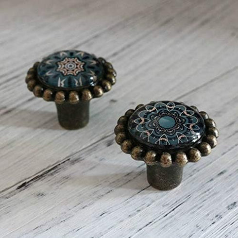 Delmitan 42mm Cabinet Pulls Furniture Kitchen Cabinet Retro Style Crystal Drawer Wardrobe Locker Pull, Bedside Table