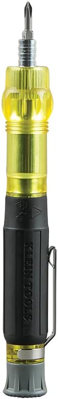 Klein Tools 32613 Multi-Bit Screwdriver: Precision HVAC 3-in-1 Pocket Screwdriver with Phillips, Slotted, and Schrader