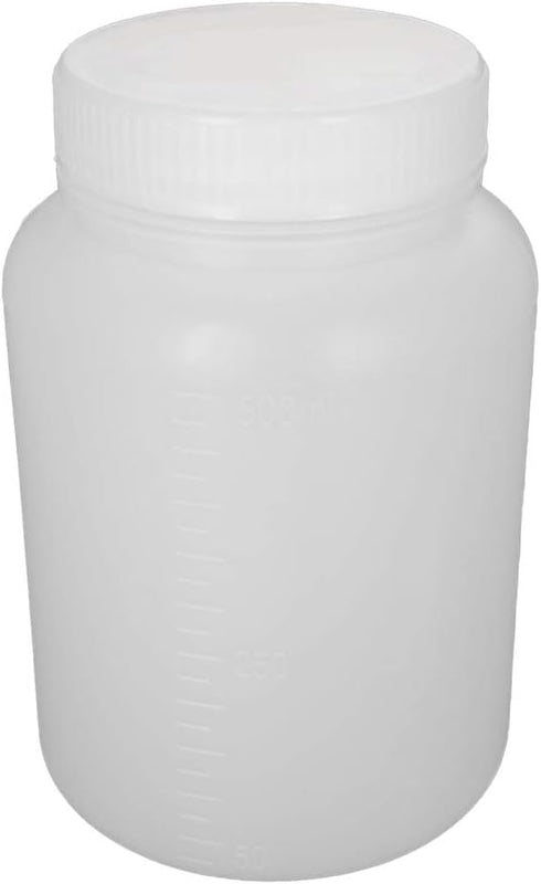 Bettomshin 1Pcs 500ml PE Plastic Bottles, Food Grade Wide Mouth Lab Reagent Storage Container