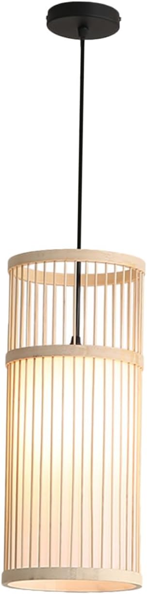SEWACC Natural Chandelier Chinese Style Pendant Light with Retro Rattan Weave Japanese