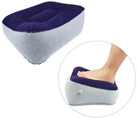 Inflatable Travel Footrest Pad Foot Rest Pillow Soft Flocking Pillow Flights Relax Cushion Ottomans Leg Up with Air