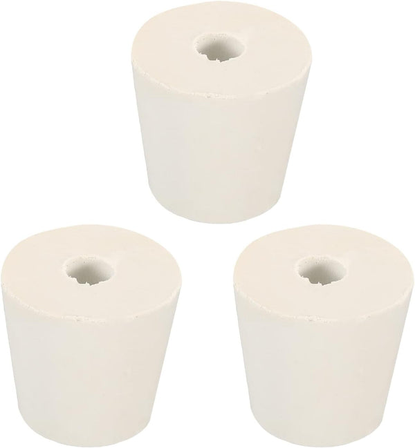 MECCANIXITY Rubber Tapered Plug, 25mm to 33mm with Hole, Test Tubes Bungs Stopper, White, 3 Pieces