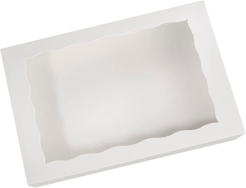 15-PACK Pastry Bakery Box, 16x11x2.75inch, White Auto-Pop Up Boxes for 12 Donuts, Muffins, Cookies with PVC Window