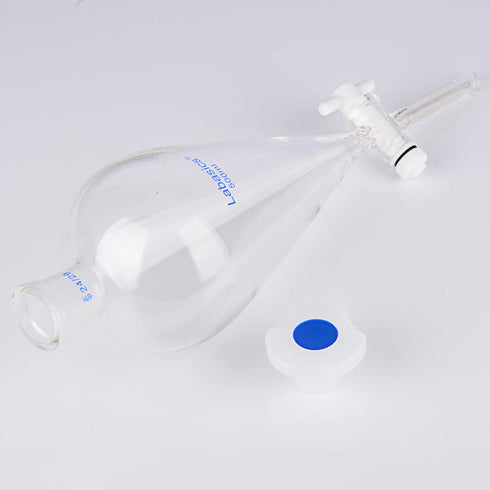 500 ml Conical Separatory Funnel, Heavy Wall Borosilicate Glass with 24/29 Joints and PTFE Stopcock