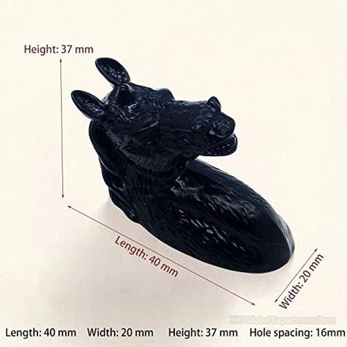 Frolahouse 4 Sets Drawer Knobs, Zinc Alloy Black Handle Horse Head Pull Cupboard Pulls, for Bedside Cabinets Home