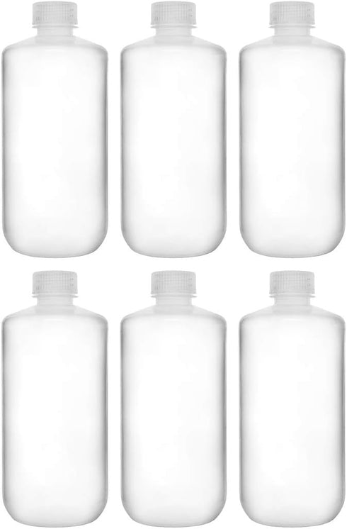 EISCO 6PK Reagent Bottles, 500ml Narrow Mouth with Screw Cap, Polypropylene for Labs