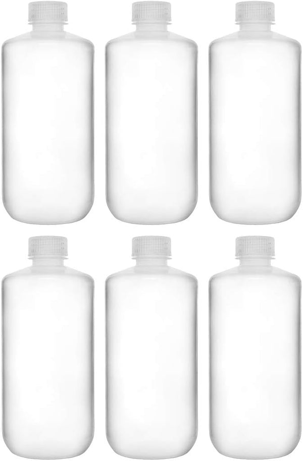 EISCO 6PK Reagent Bottles, 500ml Narrow Mouth with Screw Cap, Polypropylene for Labs