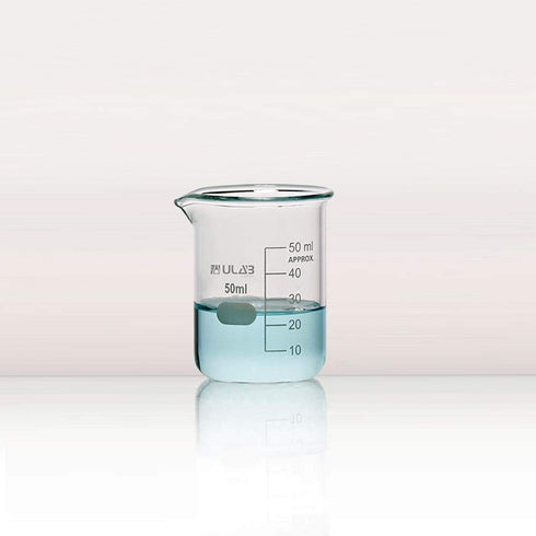 ULAB Scientific Glass Beakers, 50ml, 3.3 Borosilicate Griffin Low Form, Pack of 24