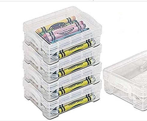 Super Stacker Stackable Crayon Box -(4 Pack) (Blue, Small)