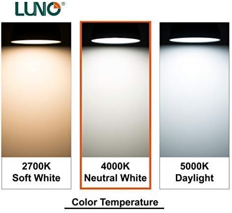 LUNO A19 Dimmable LED Bulb 9.5W (60W Equivalent), 800 Lumens, 4000K Neutral White, E26 (4-Pack)