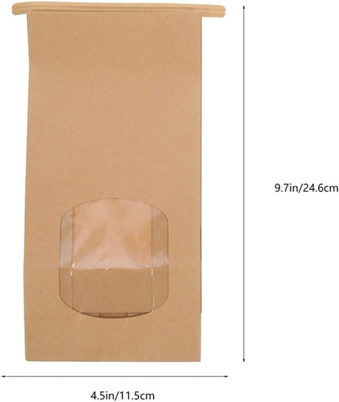 50pcs Packaging, Veemoon Small Bread Bags with Window, Kraft Paper Toast Bags for Bakery and Cookie Food-grade Baking