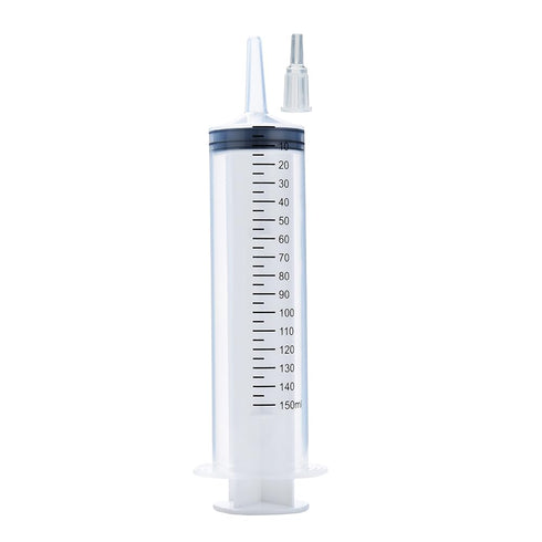 150ml Syringe with Tip Adapter, Large Plastic Syringe Individually Packaged for Scientific Labs, Dispensing