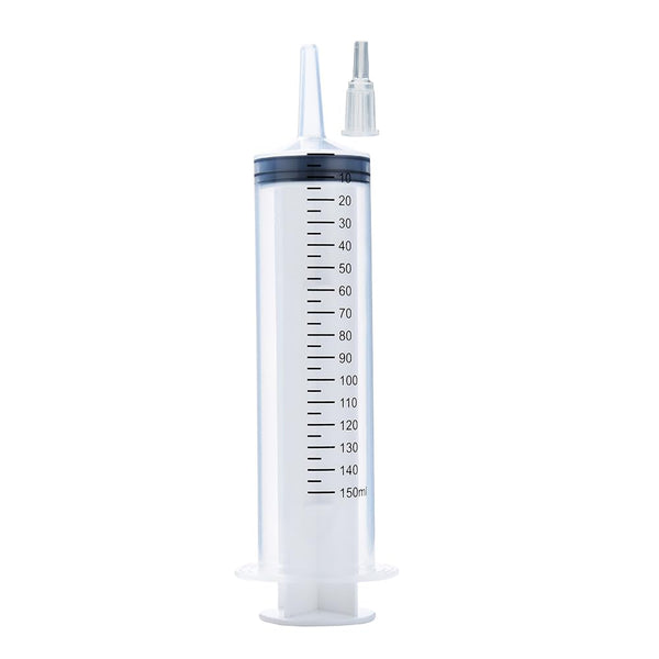 150ml Syringe with Tip Adapter, Large Plastic Syringe Individually Packaged for Scientific Labs, Dispensing
