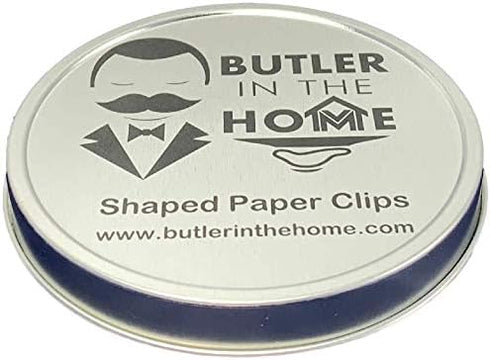 Butler in the Home Animal Elephant Shaped Paper Clips, 100 Count in Silver Tin and Gift Box