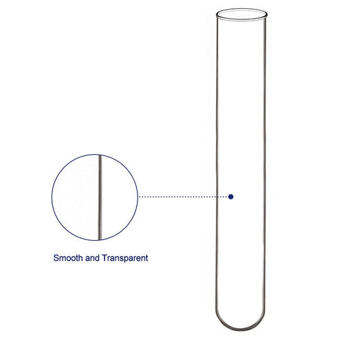 200 Pack Borosilicate Glass Round Bottom Test Tubes, 12 mm OD x 75 mm Length
