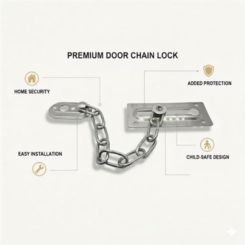 Gadgetime USA Satin Nickel Door Chain Guard Heavy-Duty Solid Brass Lock for Home, Apartment & Office Security, Extra