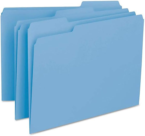 Smead Interior File Folder, Letter Size, 1/3-Cut Tab, Blue, 100 per Box (10239)