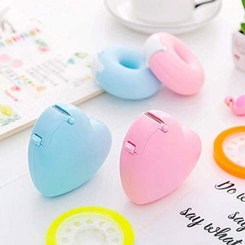 Candy Color Tape Dispenser, Cute Roll Tape Organizer for Desk, Home, Office Supplies, 2Pcs Heart