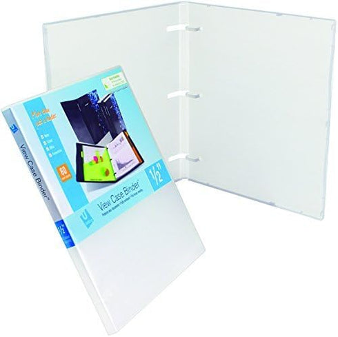 UniKeep 3 Ring View Binder, Fully Enclosed Case in Clear, White, or Black, Various Spine Widths (Pack of 3, 0.5 Inch)