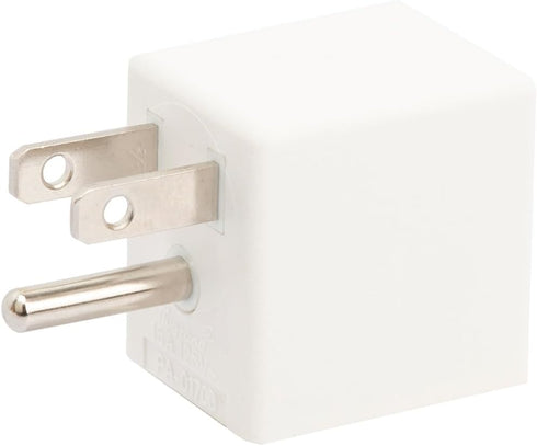 90 Degree Right Angled USA 3-Prong Male-Female Adapter, 5-15P to 5-15R Direction Changer, Space Saving White