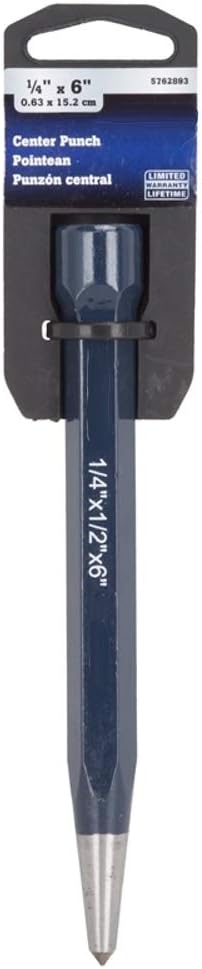 Edward Tools Center Punch Staking Tool for Steel and Metals, Heavy Drop Forged Steel with Durable Hex Shank