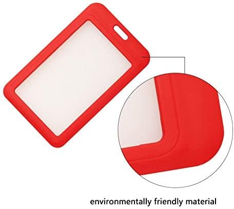 Vertical ID Card Badge Holder with Detachable Lanyard, Heavy Duty Hard Plastic Name Tag Holder (Red)