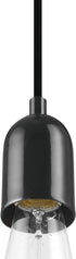 60614 1-Light GLOBE Electric x Novogratz Pendant Light Fixture, Glossy Black, Faux Ceramic Socket, Braided Fabric Cord