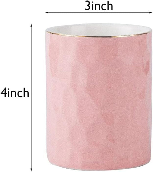 Ceramic Pen Holder Cup, Pencil Holder for Desk, Makeup Brush Holder Organizer for Home, Office (Pink)