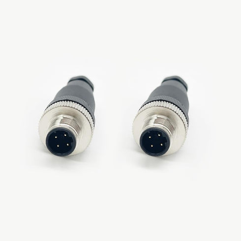 2Pcs M12 4 Pin Male Circular Connector, D Code Industrial IP67 Waterproof Sensor Straight Type Adapter
